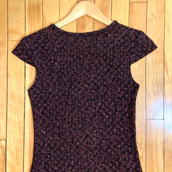 Vintage 80s glittery maroon bodycon mini dress - Picture 4 of 5